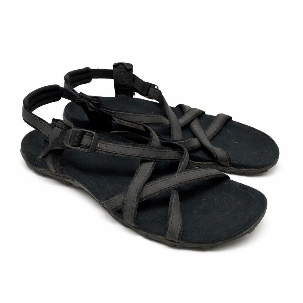 Merrell Terran Ari Lattice Sandals Womens 10 Black Leather Strappy Sport Hiking